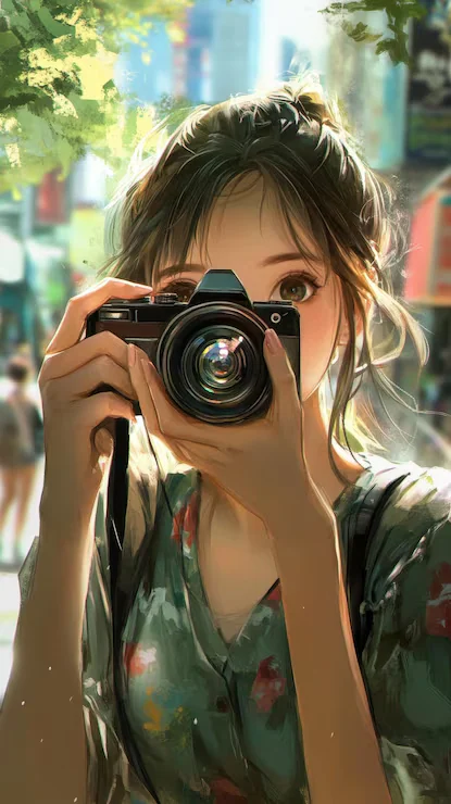 Ilustrim artistik i një fotografe me aparat fotografik